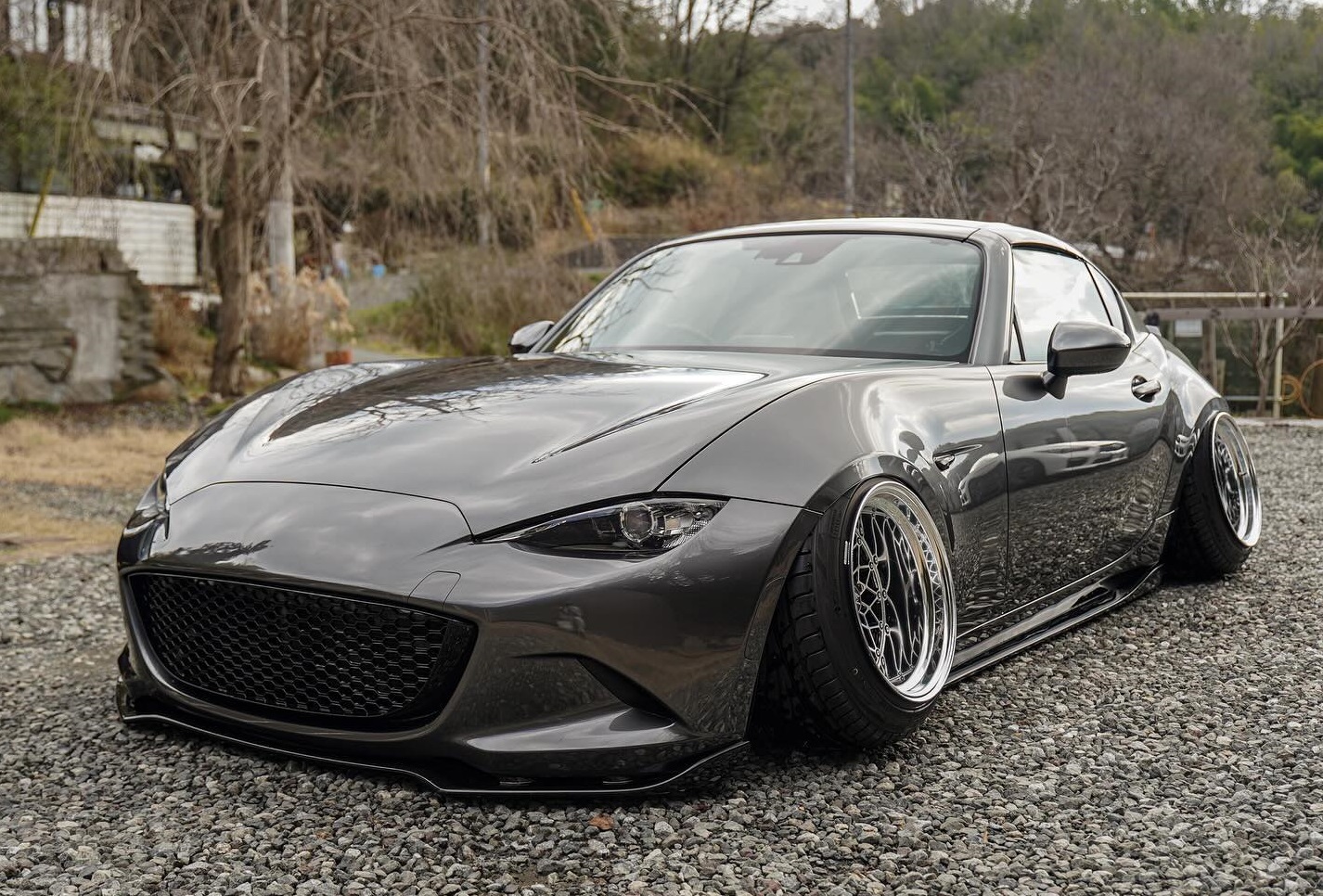 stanced nd miata on bags