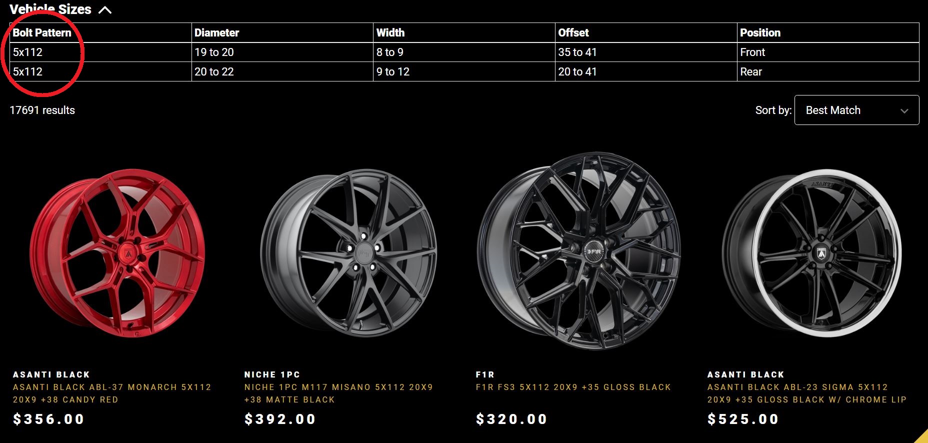 vehicle search on threepiece.us